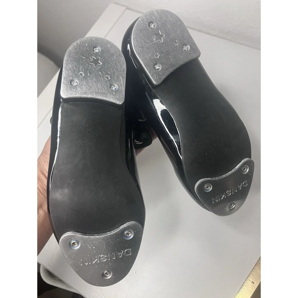 Danskin Tap Shoes Girls Black Patent Mary Jane Dance Shoes Size 9